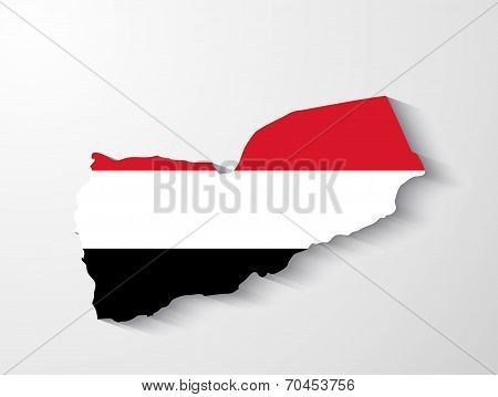 Yemen  Map With Shadow Effect