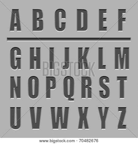 vector stone carved alphabet font