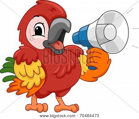 Illustration Featuring a Parrot Using a Megaphone