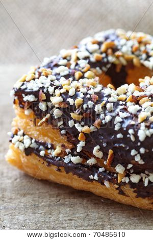 chocolate and almond croissant and doughnut
