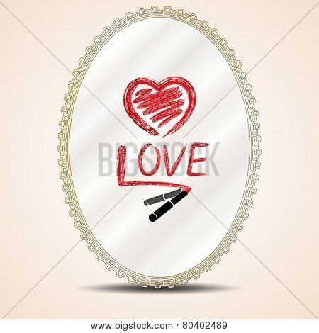 Inscription lipstick on mirror