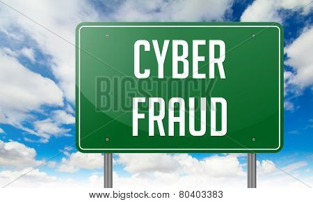 Cyber Fraud on Highway Signpost.