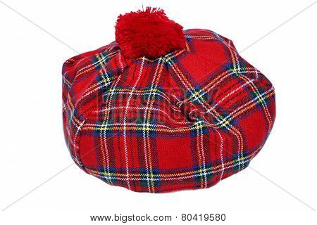 Traditional Scottish Red Tartan Bonnet.