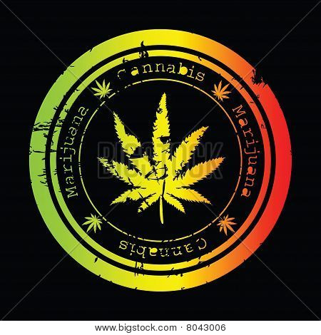 Grunge damga marihuana yaprağı ile