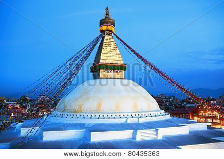 Boudhanath Stupa in the Kathmandu valley, Nepal