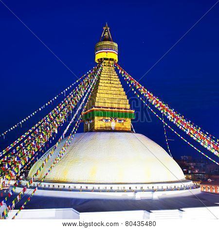 Boudhanath Stupa in the Kathmandu valley, Nepal