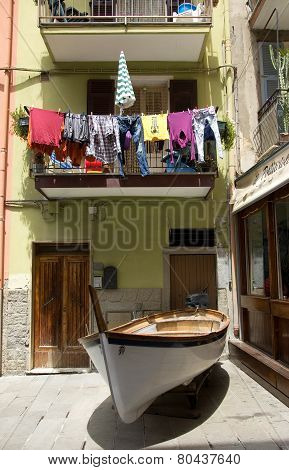 Boat under a house