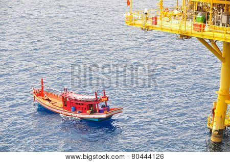 Fishing boat heading out to the gulf in the early morning
