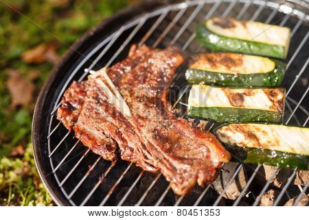 steak on grill