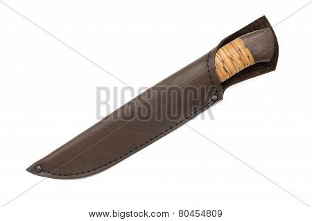 Hunting Knife In Sheath Cold Arms Isolated