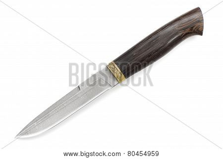 Hunting Knife Damask Steel Isolated