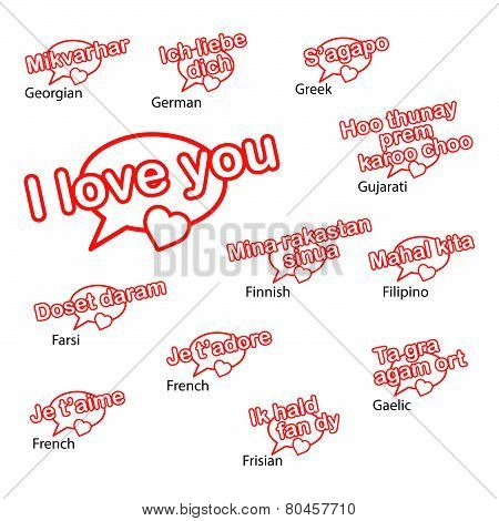 word i love you in different languages love concept.