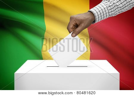 Ballot Box With National Flag On Background - Mali
