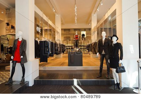 DUSSELDORF - SEP 16: Dusseldorf shop interior on September 16, 2014 in Dusseldorf, Germany. Dusseldorf is an international business and financial centre and renowned for its fashion and trade fairs