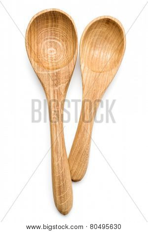 Carving wooden spoon isolated on white background cutout