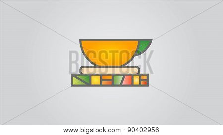 colored cup on a stand