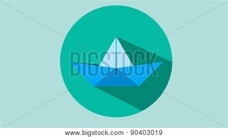 Blue origami boat