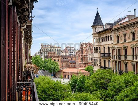 View into  residential Eixample district, Barcelona, Spain