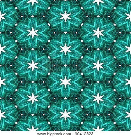 Abstract Green Texture Or Background With White Stars With Christmas Look Made Seamless