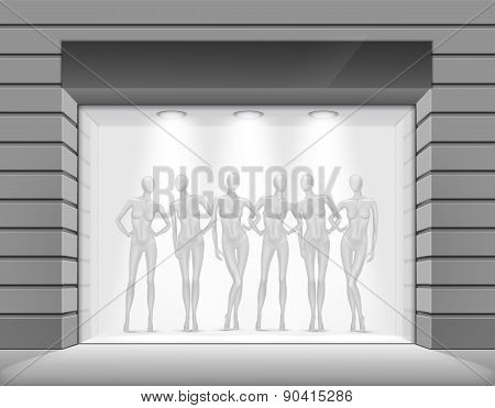 Clothing Shop Boutique Store Front with Mannequins