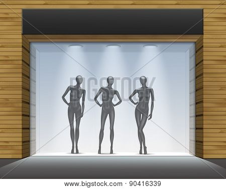 Clothing Shop Boutique Store Front with Mannequins