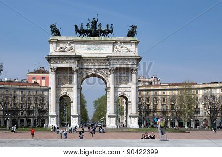 Triumphal Arch Of Peace In Milan, Italy
