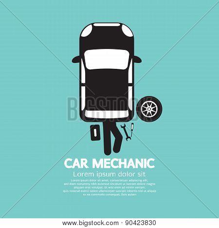 Car Mechanic Repairing Under Automobile.