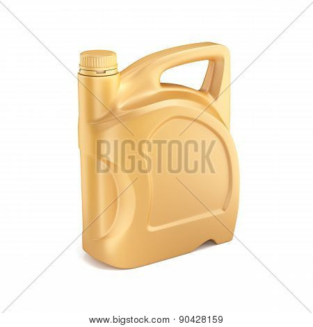 Plastic Canisters Motor Oil With Copypaste Spase Isolated On White Background