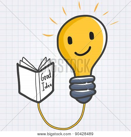 Light bulb reading a book