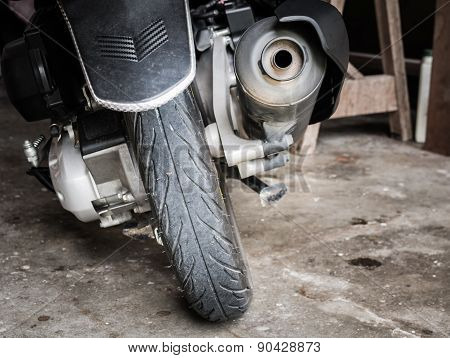 Close Up The Rear Side Of Motorcycle