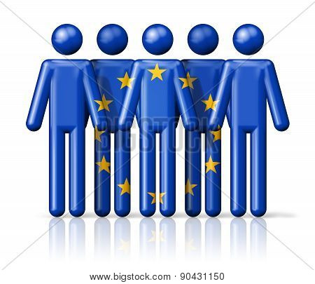 Flag Of European Union On Stick Figure