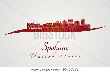 Spokane skyline in red