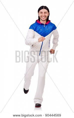 A man in white sportswear isolated on white