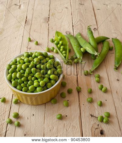 Ecological Fresh Green Peas Pods.