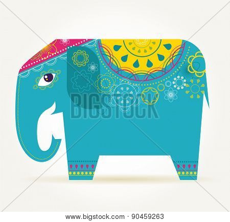 India - background with patterned colorful elephant