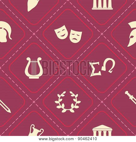 Seamless background with greece symbols