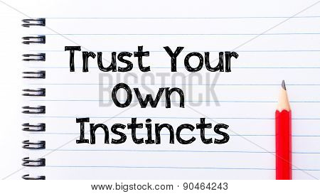 Trust Your Own Instincts Text Written On Notebook Page
