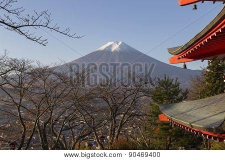 Chureito Pagoda In Fujiyoshida, Japan