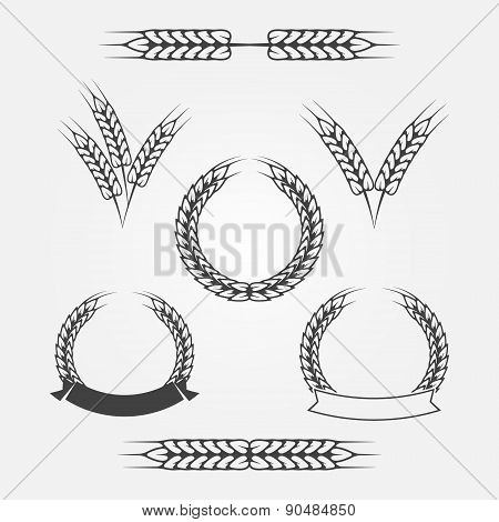 Wheat or rye icons set