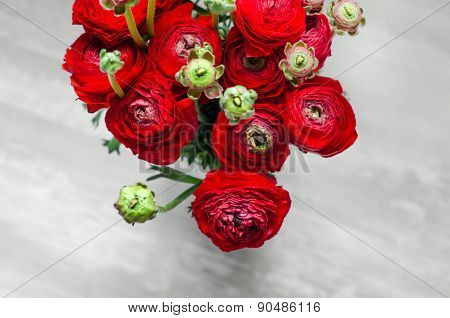 Colorful red bouquet of flowers ranunculus spring
