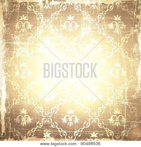 Grunge Floral Paper Background.