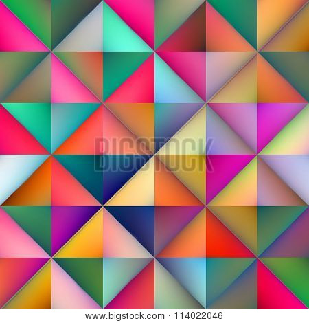 Vector Seamless Multicolor Gradient Triangle Square Tiles Geometric Pattern