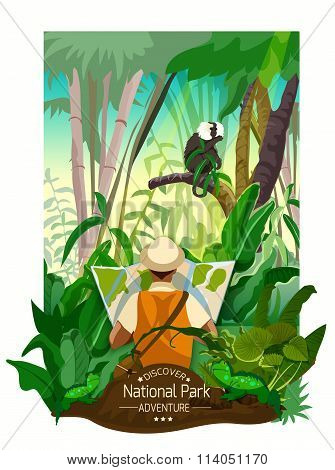 Colorful Tropical Forest Landscape Poster
