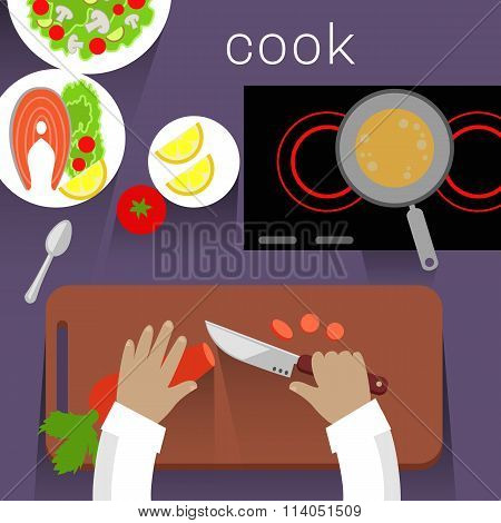 Work Space Cook Design Flat Concept