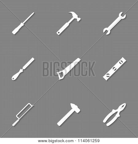 set of white tools with shadow