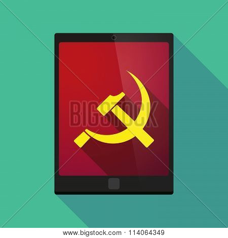 Long Shadow Tablet Pc Icon With  The Communist Symbol