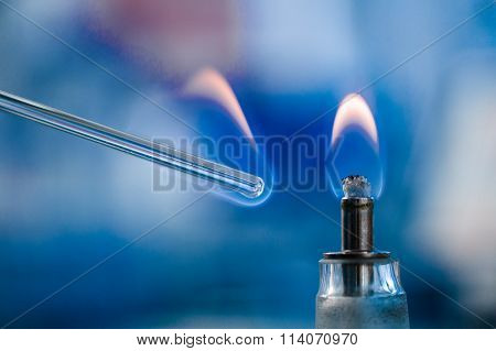 Sterilisation Of The Glass Equipment With Burner