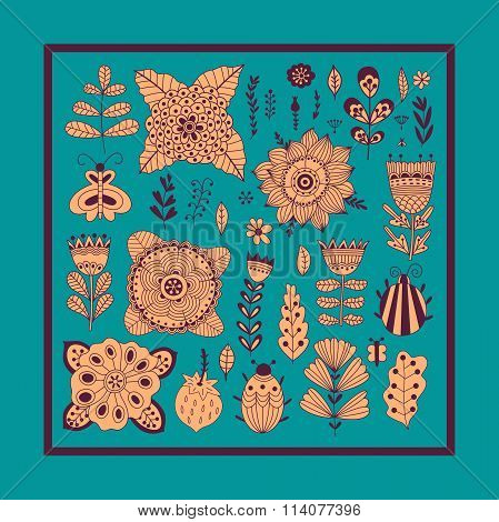 Vector Illustration made of flowers and herbs