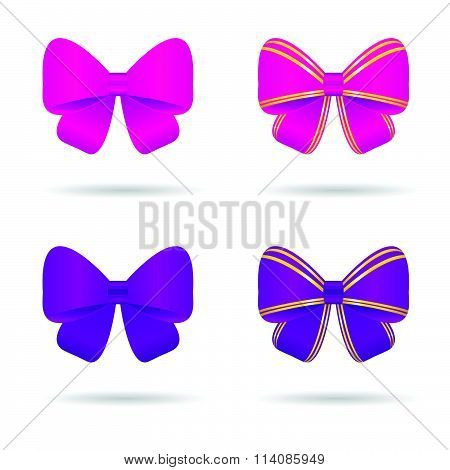 Bow Vector In Pink And Violet