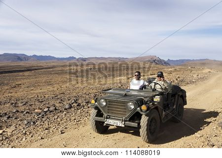 ATLAS MOUNTAINS, MOROCCO, OCTOBER 21 2015: Classic trucks traversing Atlas Mountains, Morocco, Africa